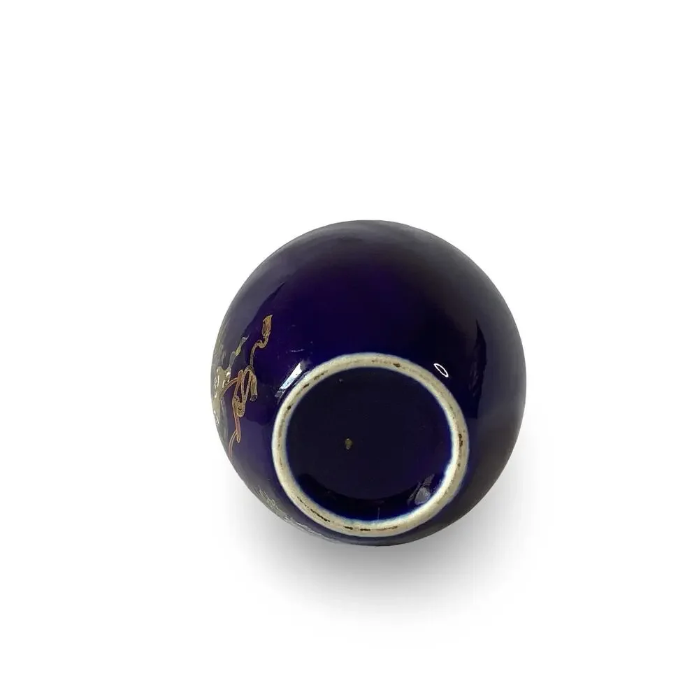 Japanese Kutani Ware Cobalt Blue Vase - Picture 4 of 5